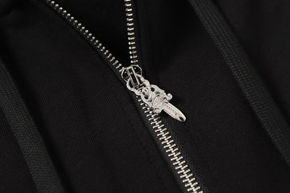 Colorful Rhinestone Hoodie - Black Gothic Street Sweatshirt 2608