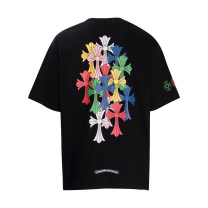 Multi-Design Gothic Cross & Horseshoe Graphic T-Shirts (Black/White)