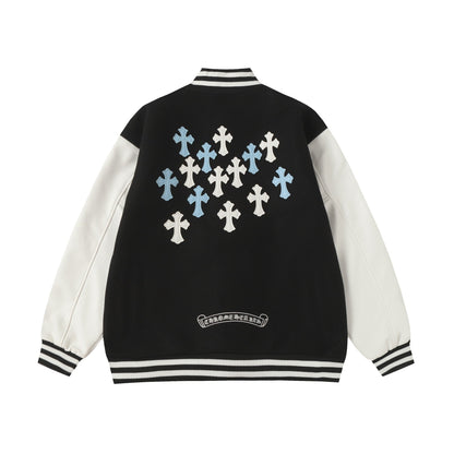 Black White Street Style Baseball Coat 0002