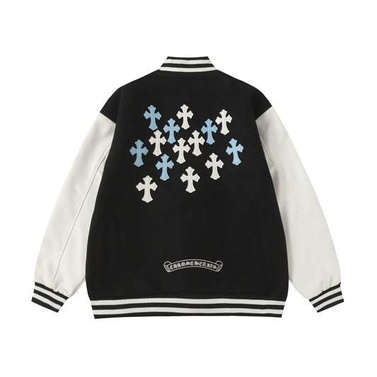 Black White Street Style Baseball Coat 0002