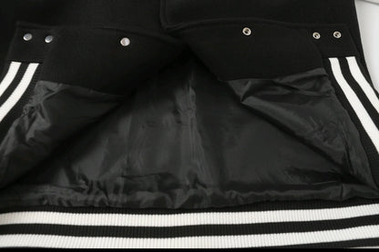 Black White Street Style Baseball Coat 0002