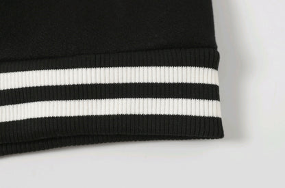 Black White Street Style Baseball Coat 0002