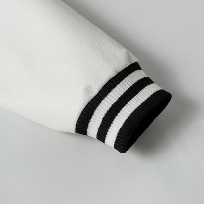 Varsity Jacket - Black White Gothic Baseball Coat 2206