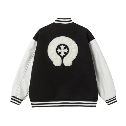 Varsity Jacket - Black White Gothic Baseball Coat 2206