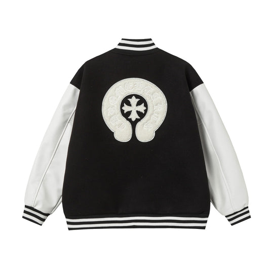 Varsity Jacket - Black White Gothic Baseball Coat 2206