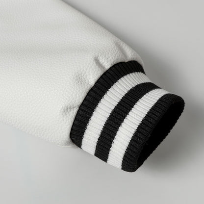 Layered Cross Varsity Jacket - Black White Street Style Outerwear 2208