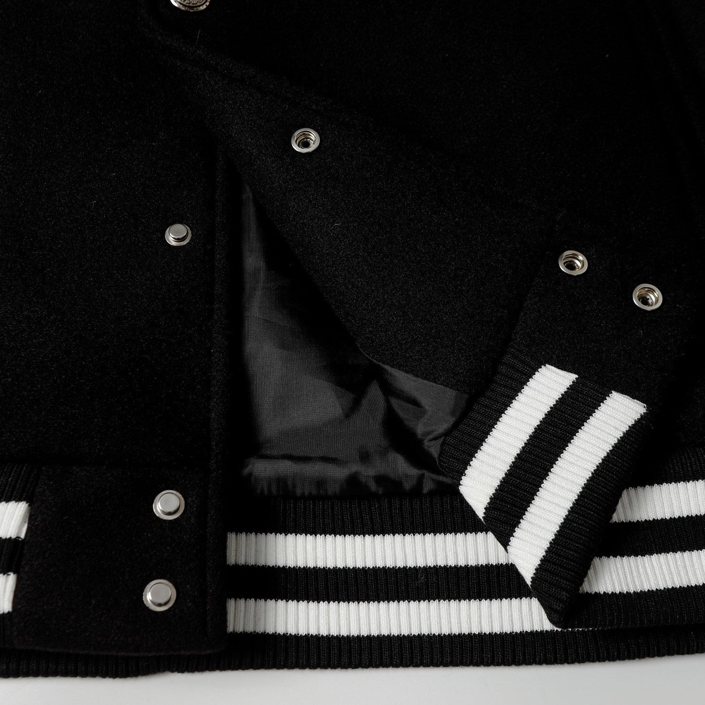 Layered Cross Varsity Jacket - Black White Street Style Outerwear 2208