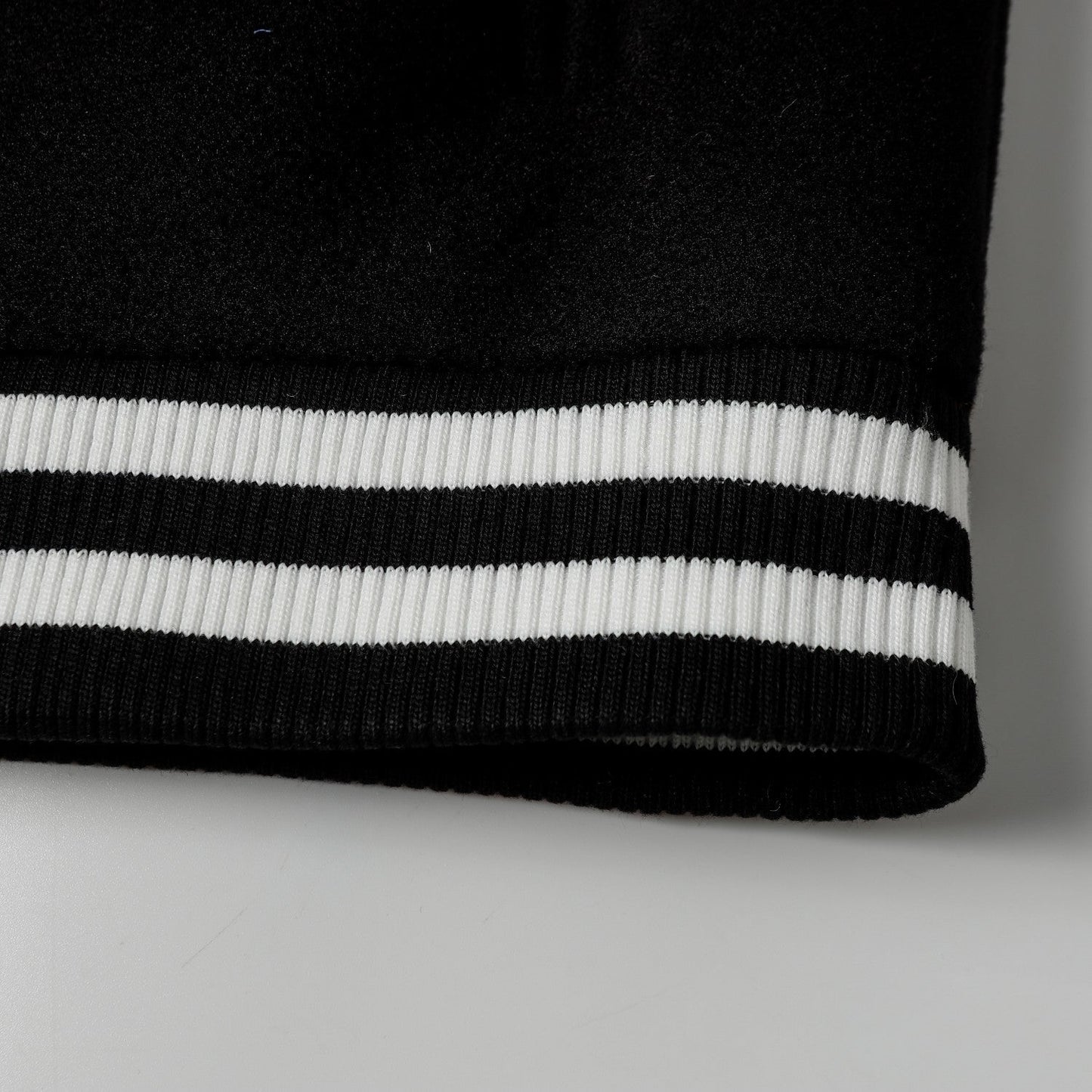 Layered Cross Varsity Jacket - Black White Street Style Outerwear 2208