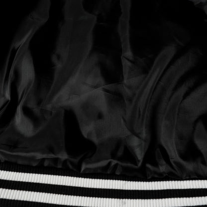Layered Cross Varsity Jacket - Black White Street Style Outerwear 2208