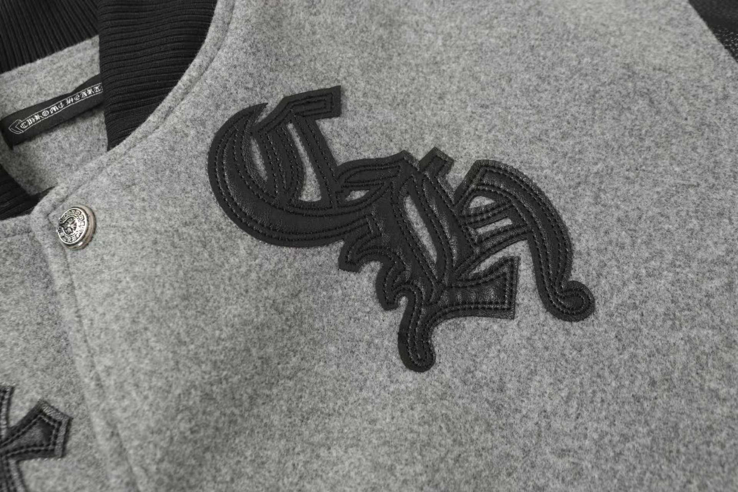 Multi Cross Varsity Jacket - Grey Black Street Jacket 2215