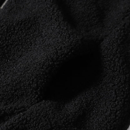 Horseshoe Embroidered Sherpa Jacket - Black Cream Gothic Coat 825