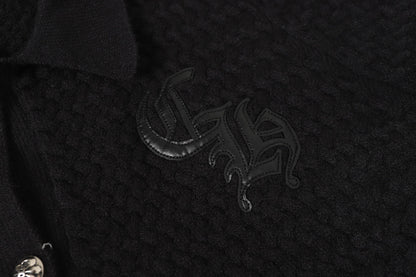 Gothic Cross Knit Cardigan - Black Grey Streetwear Jacket 904