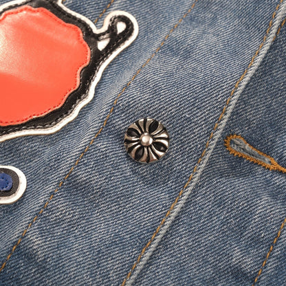 Patchwork Denim Jacket - Vintage Blue Gothic Street Jacket 0789