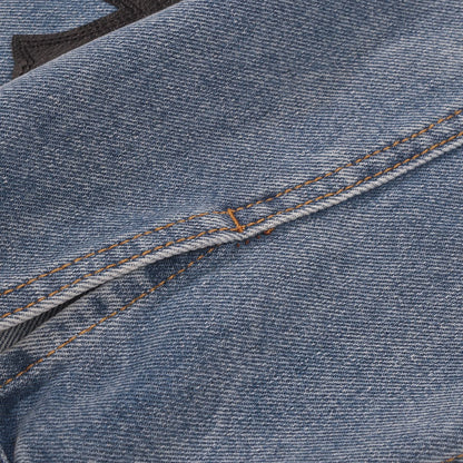 Patchwork Denim Jacket - Vintage Blue Gothic Street Jacket 0789