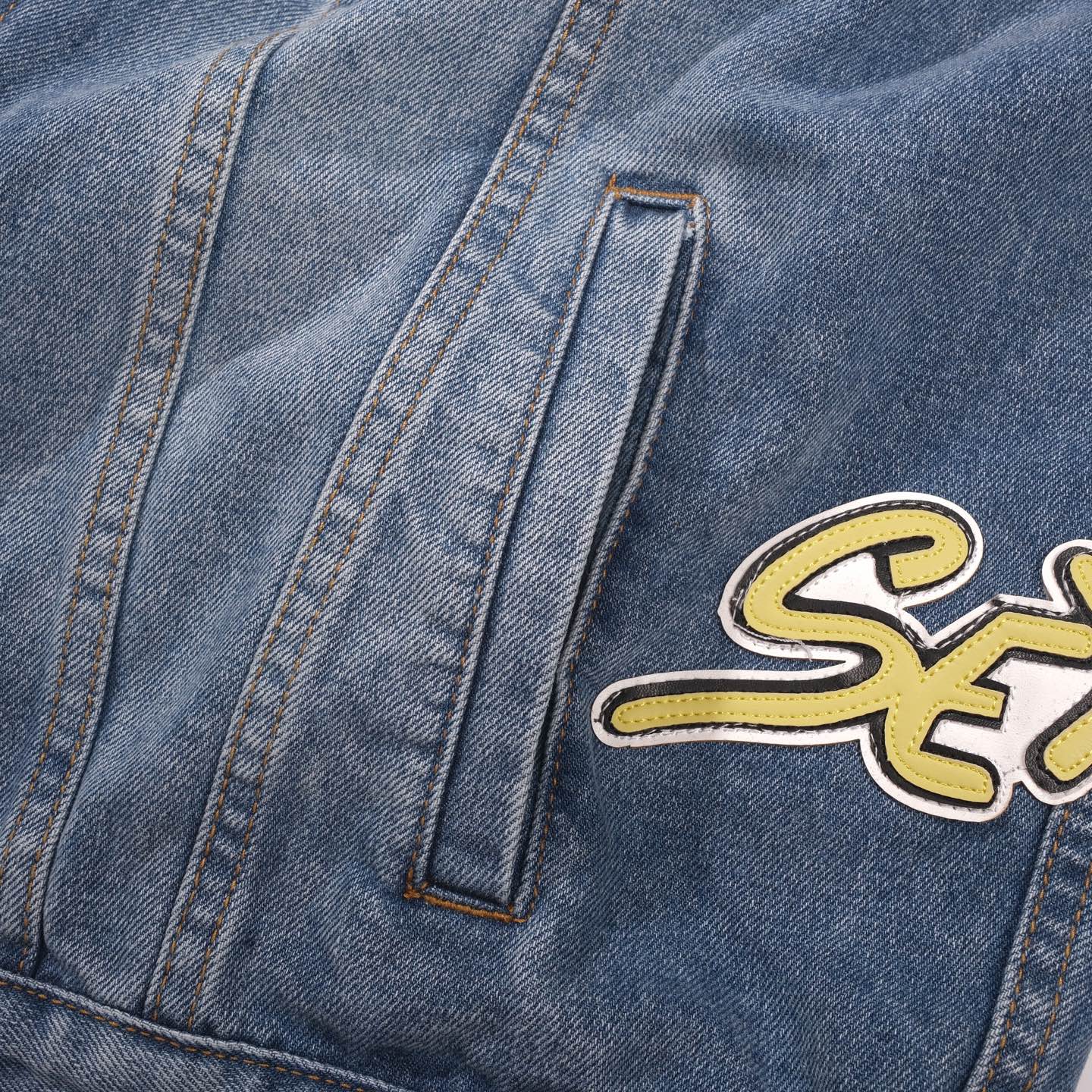 Patchwork Denim Jacket - Vintage Blue Gothic Street Jacket 0789